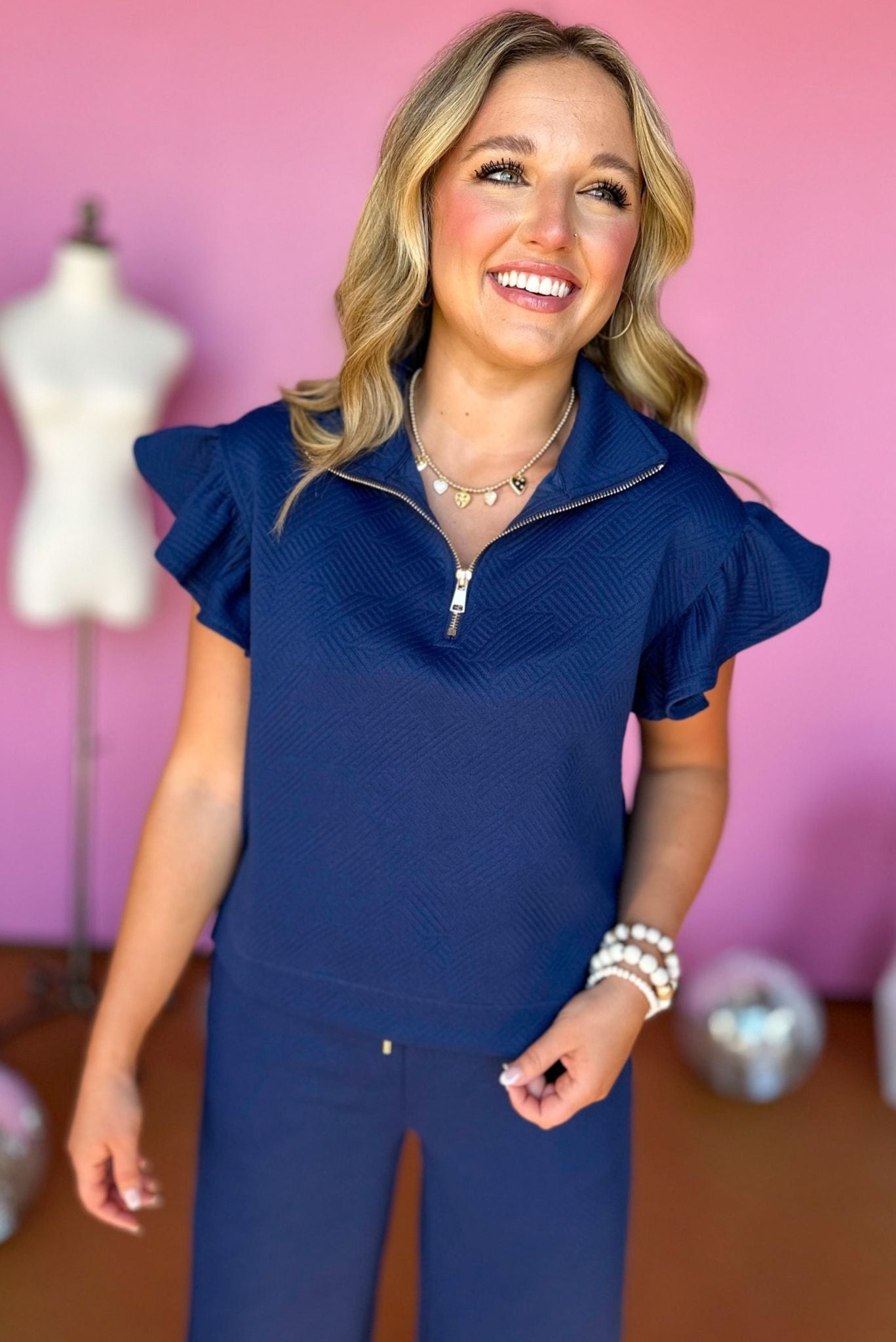 Load image into Gallery viewer, SSYS The Claire Set In Navy,  ssys set, ssys the label, must have set, matching set, must have style, must have fall, fall fashion, fall matching set, elevated style, mom style, shop style your senses by mallory fitzsimmons
