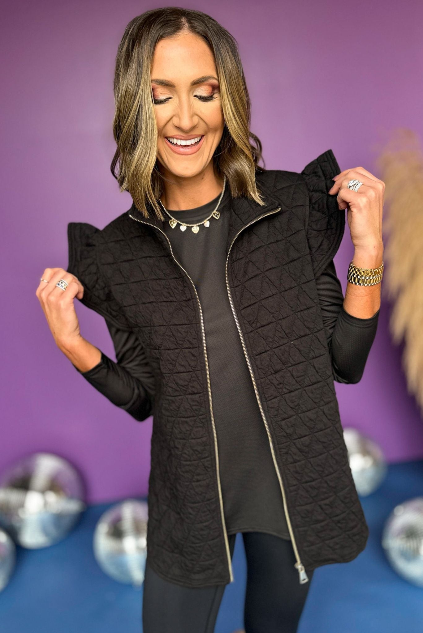 SSYS The Ruby Vest In Black, SSYS the label, must have vest, must have style, elevated vest, elevated look, fall style, fall fashion, mom style, shop style your senses by mallory fitzsimmons