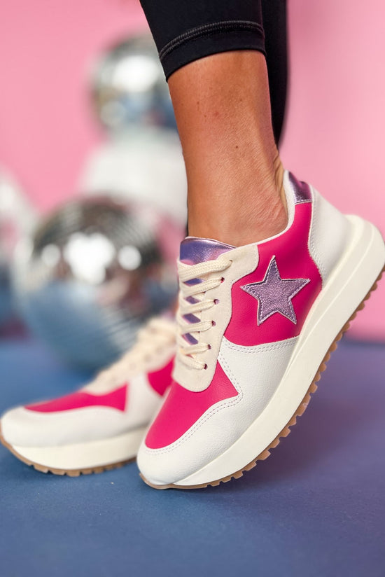  Fuchsia Lavender Star Detail Chunky Sole Sneakers, must have sneakers, must have style, elevated sneakers, mom style, shop style your senses by mallory fitzsimmons