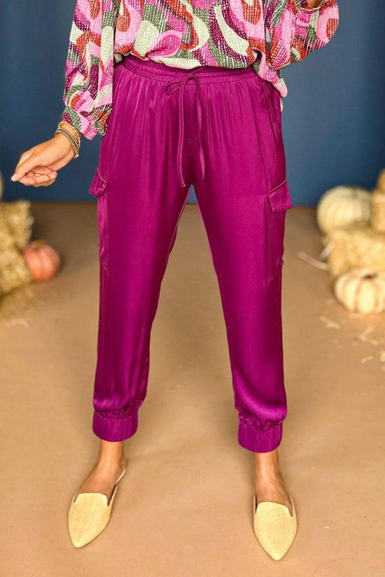  Magenta Satin Jogger Pants, must have pants, must have style, street style, fall style, fall fashion, fall pants, elevated style, elevated pants, mom style, shop style your senses by mallory fitzsimmons