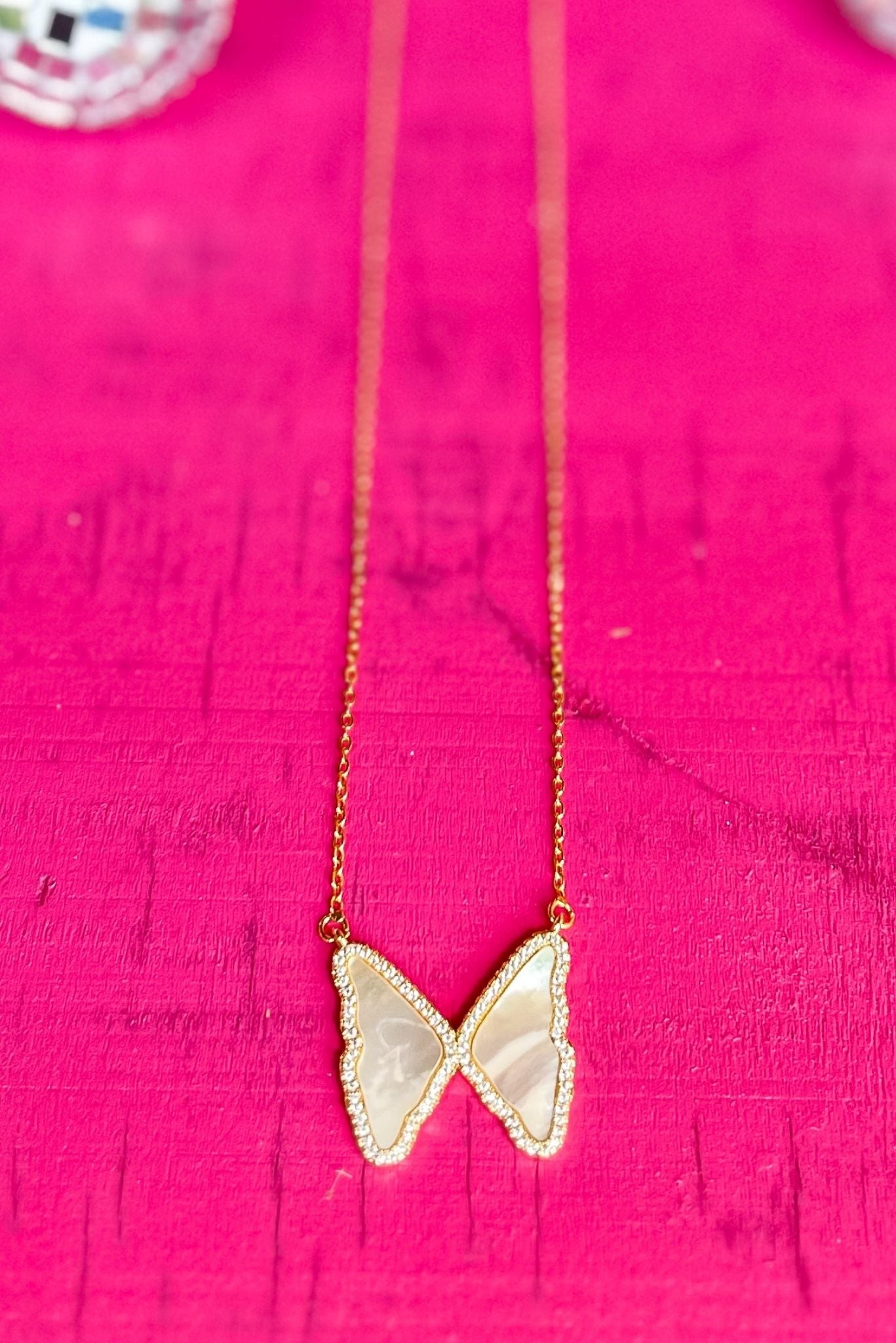 SSYS Gold Pearlescent Butterfly Pendant Dainty Necklace, Accessory, Necklace, Shop Style Your Senses by Mallory Fitzsimmons