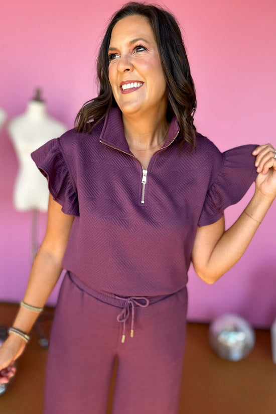 SSYS The Claire Set In Dark Plum,  ssys set, ssys the label, must have set, matching set, must have style, must have fall, fall fashion, fall matching set, elevated style, mom style, shop style your senses by mallory fitzsimmons