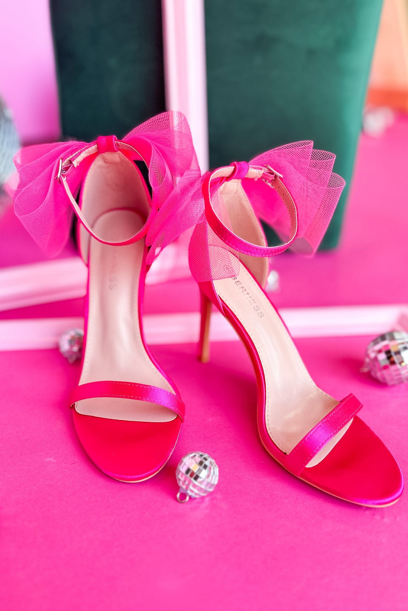 Hot Pink Bow Detail Strappy Heels, bow detail, ankle strap, event heel, glam, trendy, shop style your senses by mallory fitzsimmons