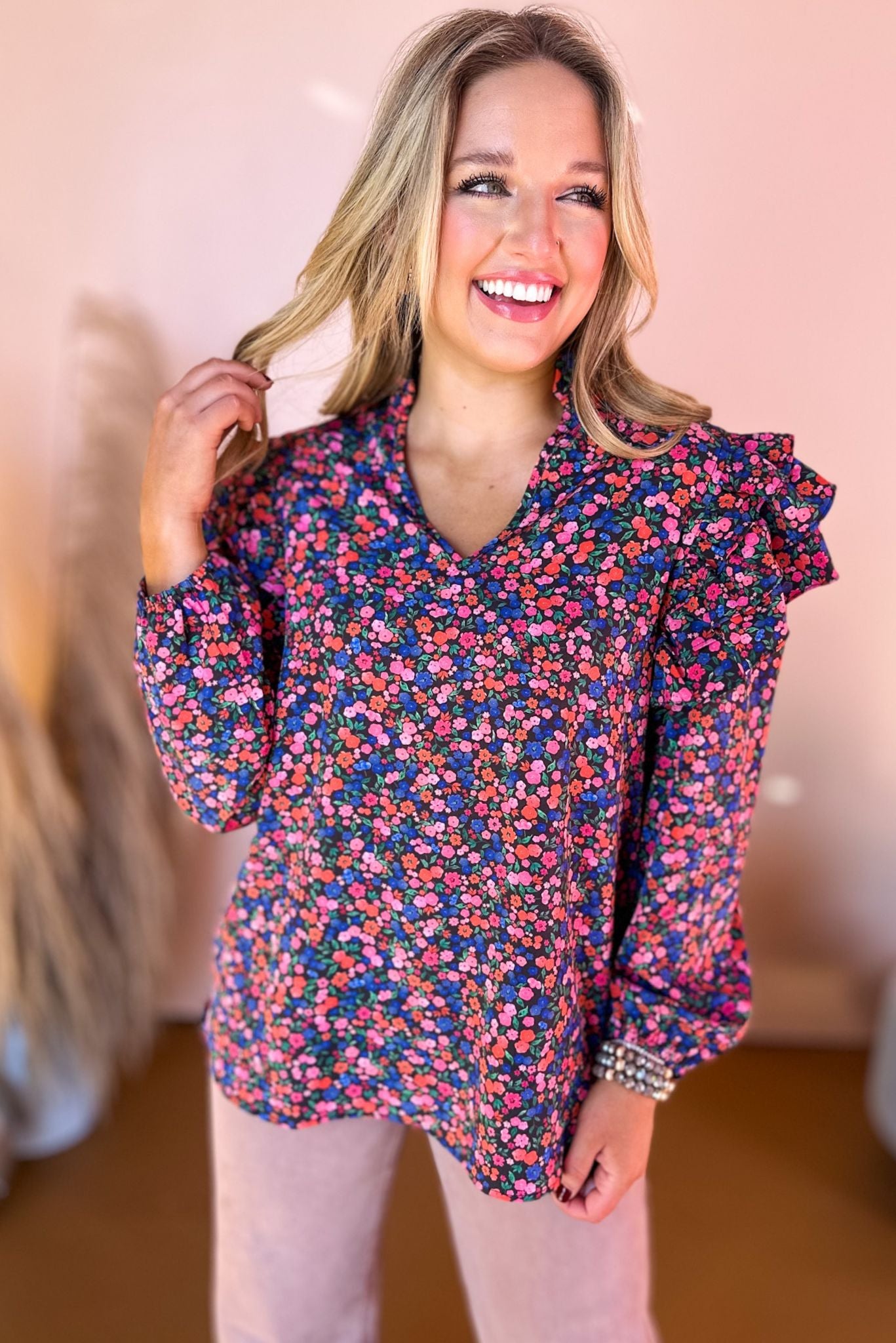 SSYS The Julia Top In Disty Floral, ssys the label, custom design, must have top, must have style, must have fall, fall collection, fall fashion, elevated style, elevated top, mom style, fall style, shop style your senses by mallory fitzsimmons