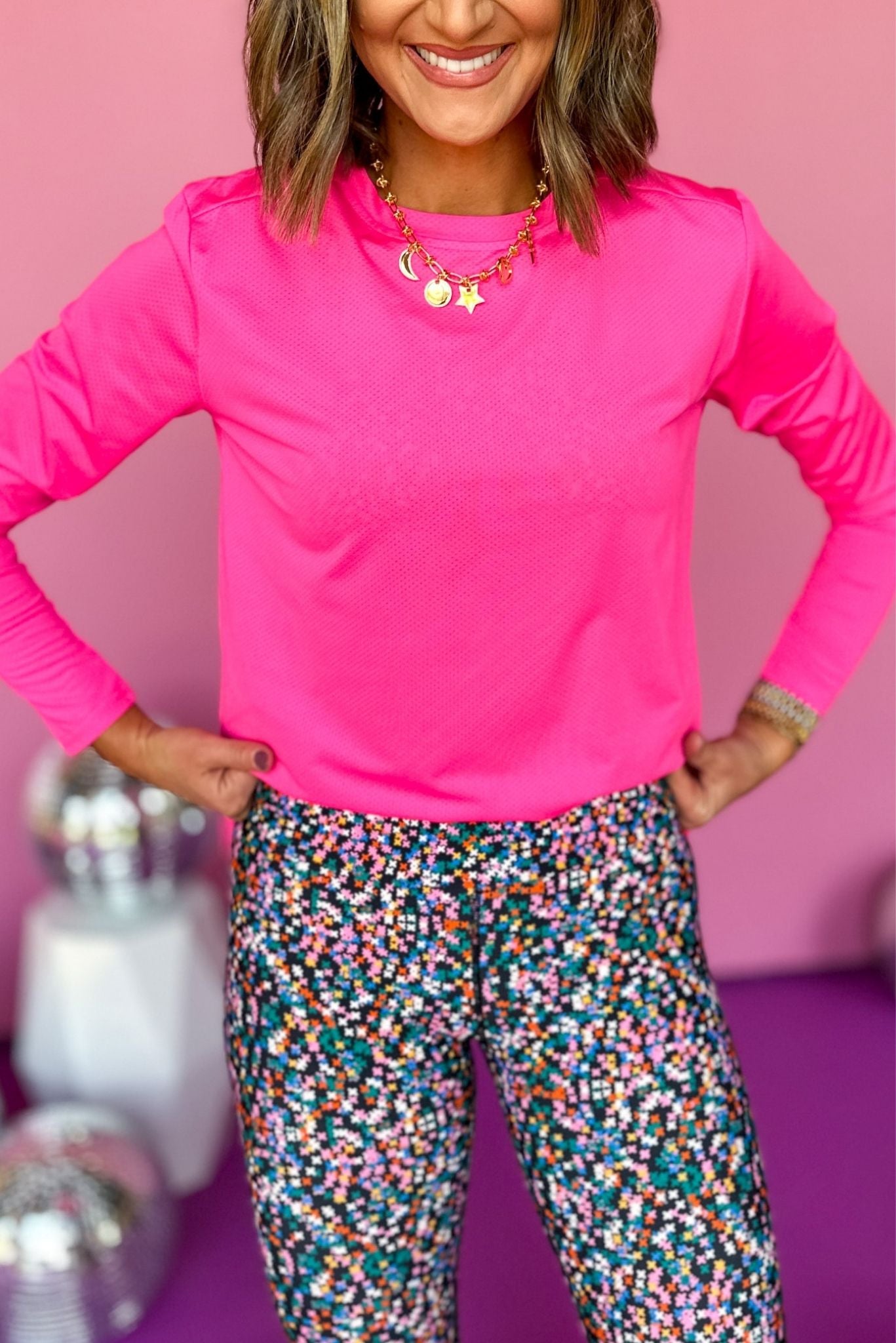 SSYS Hot Pink Long Sleeve Active Top, elevated top, must have top, must have style, must have athleisure, elevated athleisure, mom style, athletic style, shop style your senses by mallory fitzsimmons
