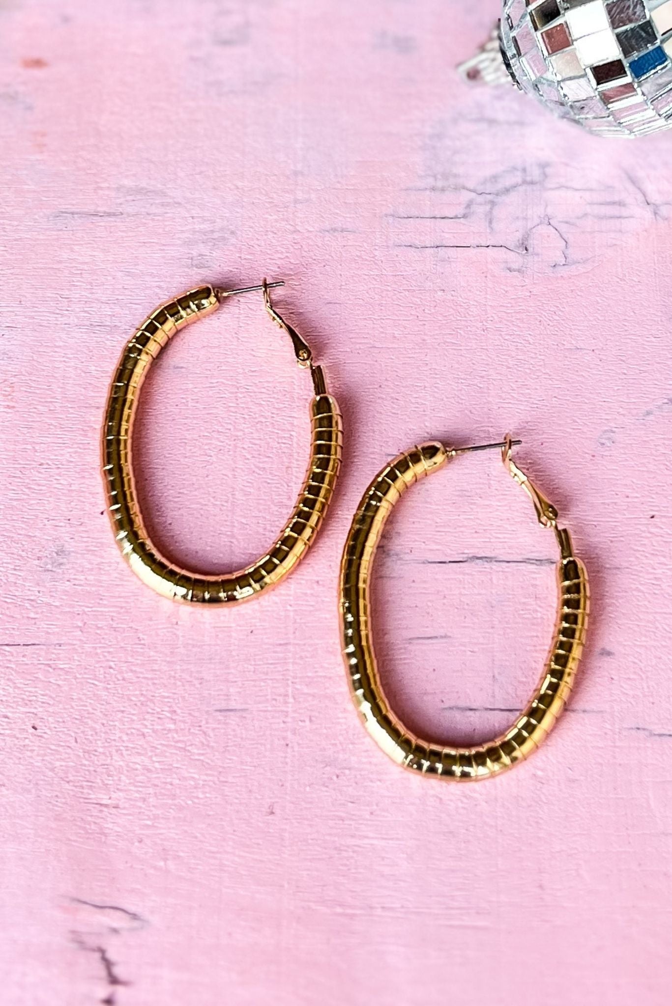 Gold Metal Oval Gooseneck Hoop Earrings, Accessory, Earrings, Shop Style Your Senses by Mallory Fitzsimmons