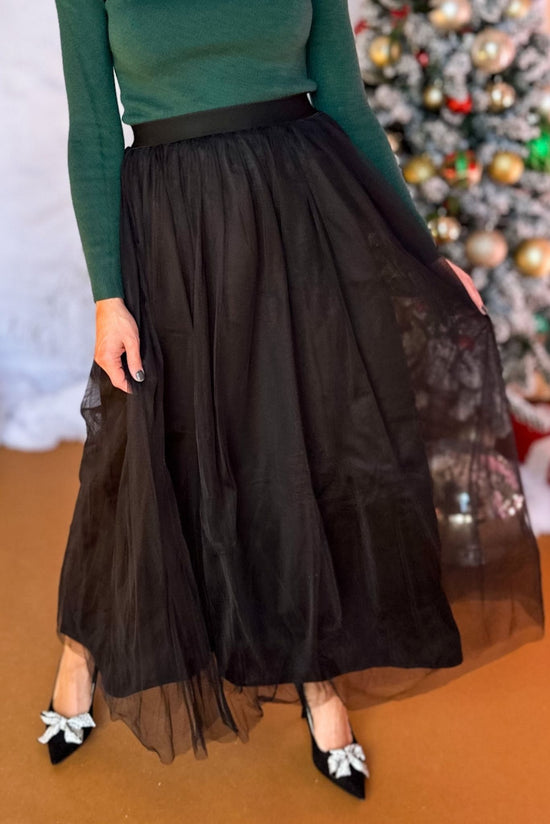 Black Tulle Midi Skirt, must have skirt, must have style, elevated skirt, elevated style, holiday style, holiday fashion, elevated holiday, holiday collection, affordable fashion, mom style, shop style your senses by mallory fitzsimmons