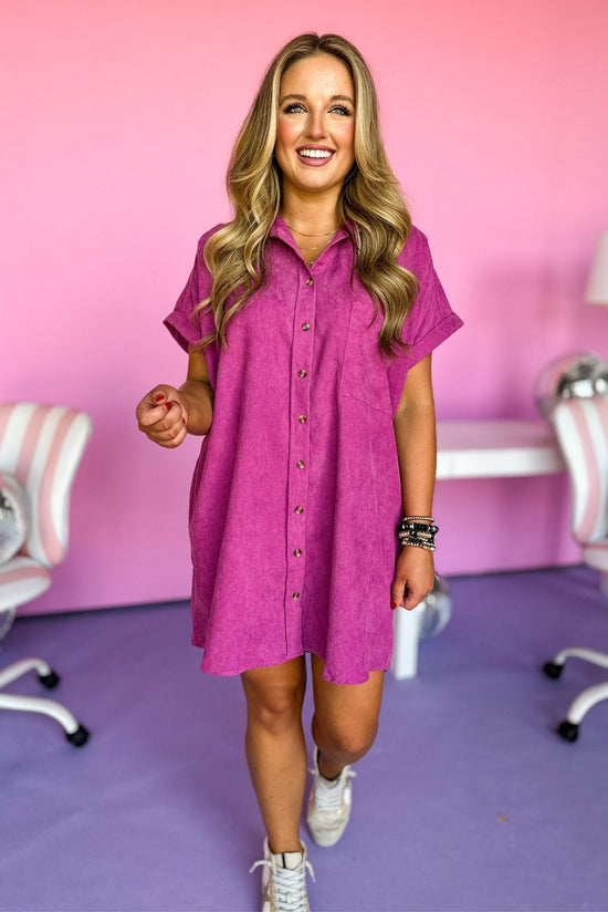 Orchid Corduroy Pocket Detail Button Down Dress, mom style, mom chic, elevated style, summer to fall, summer to fall style, elevated style, fall style, must have dress, must have style, shop style your senses by mallory fitzsimmons