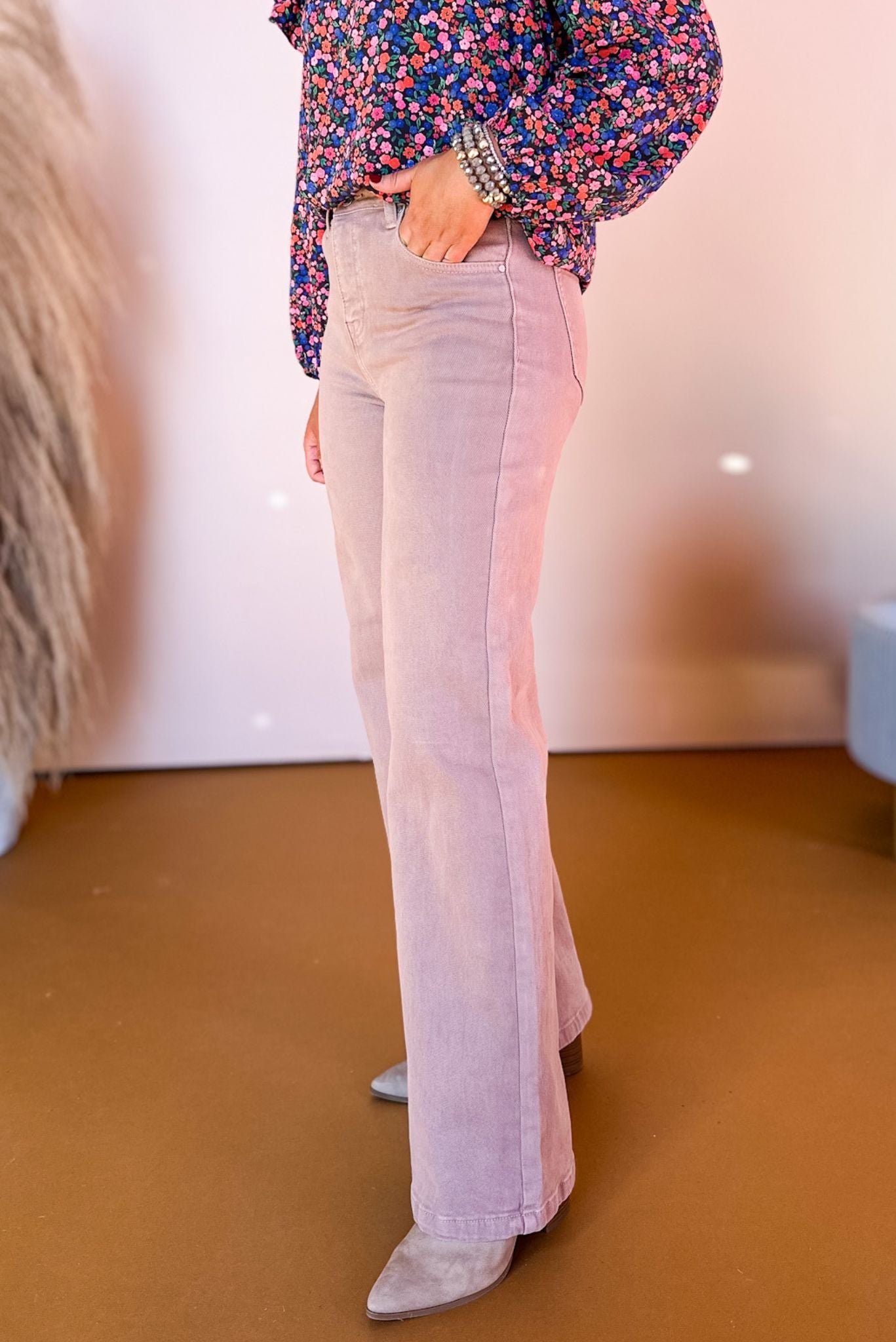 Load image into Gallery viewer, Risen Mauve High Rise Wide Leg Jeans, must have pants, must have style, street style, fall style, fall fashion, fall pants, elevated style, elevated pants, mom style, shop style your senses by mallory fitzsimmons

