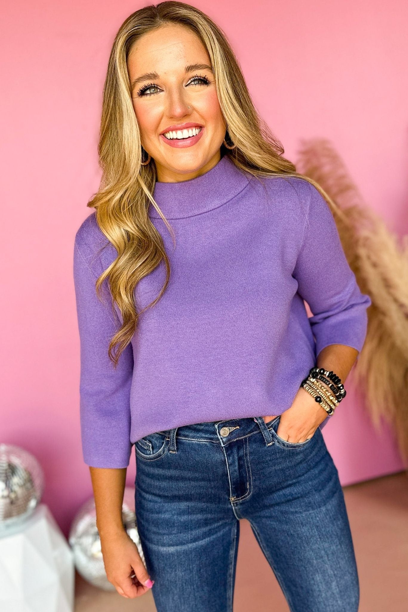 Purple Mock Neck Bell Sleeve Sweater, elevated style, elevated basic, bell sleeve detail, must have basic, must have sweater, mom style, fall fashion, fall style, affordable fashion, shop style your senses by mallory fitzsimmons