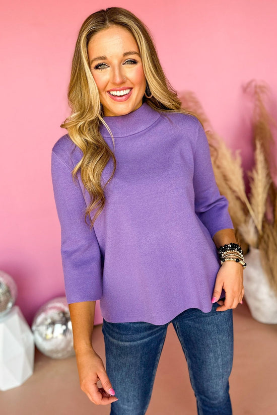 Purple Mock Neck Bell Sleeve Sweater, elevated style, elevated basic, bell sleeve detail, must have basic, must have sweater, mom style, fall fashion, fall style, affordable fashion, shop style your senses by mallory fitzsimmons