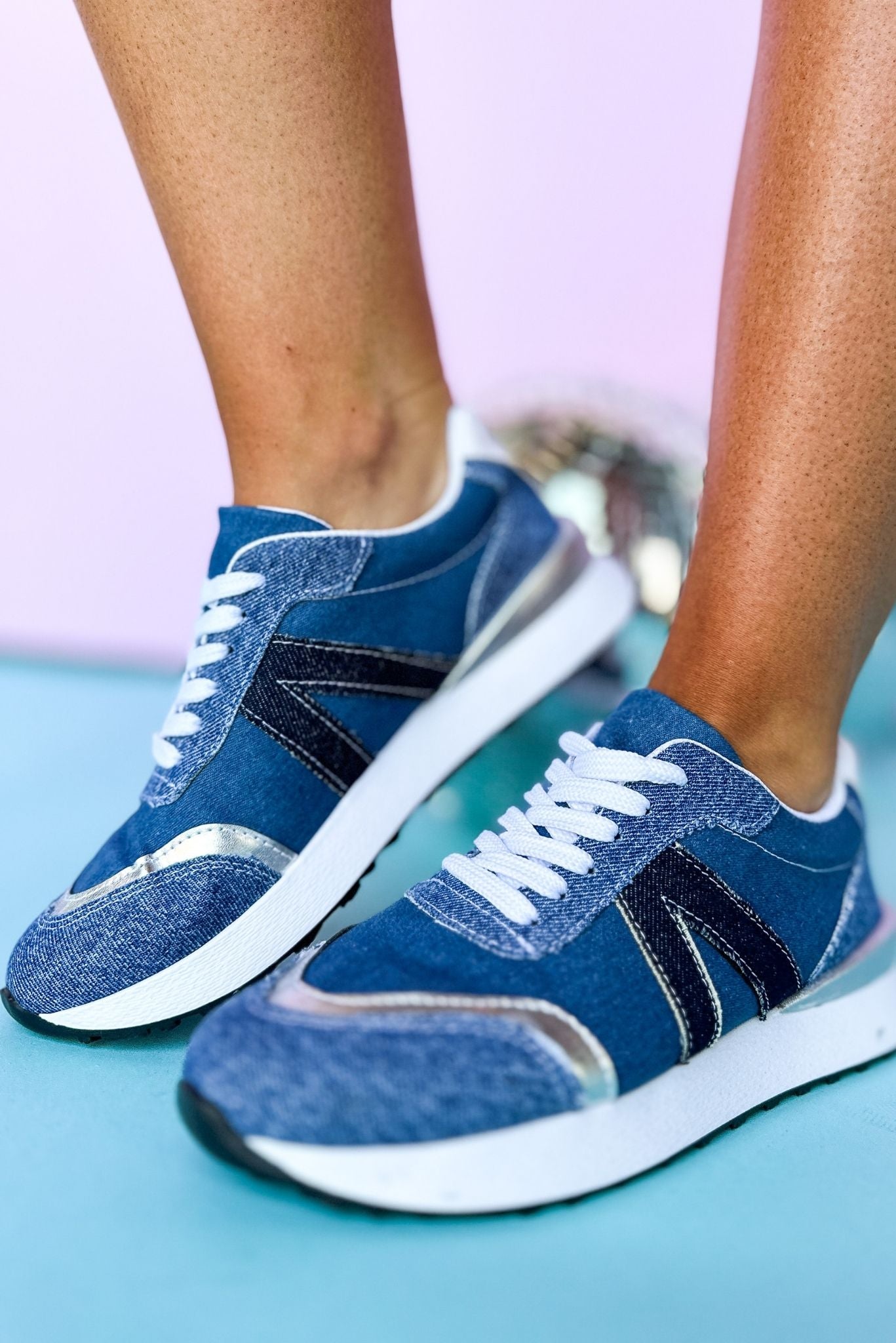 Denim Blue V Detail Chunky Sole Sneakers, blue sneakers, active style, mom style, shop style your senses by mallory fitzsimmons