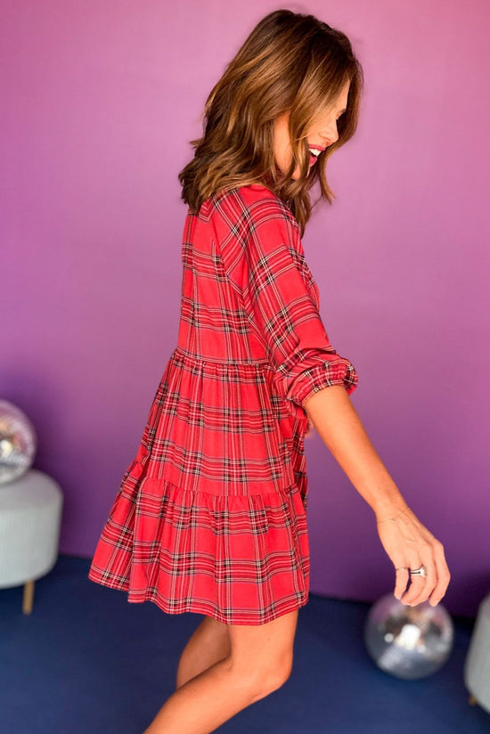 SSYS The Tatum Dress In Red Tartan Plaid, SSYS the label, ssys dress, must have dress, must have print, must have style, elevated style, elevated dress, mom style, shop style your senses by mallory fitzsimmons