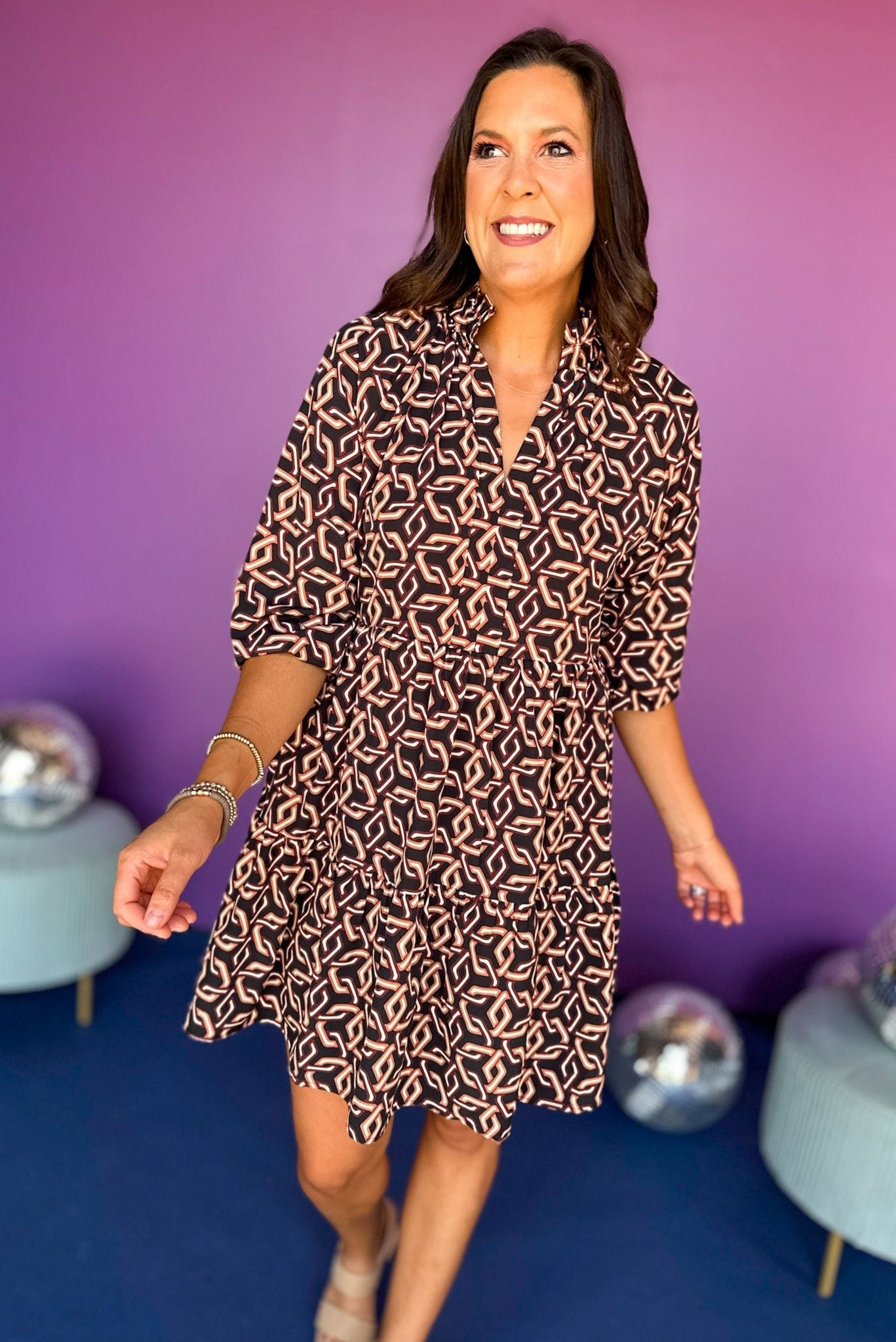 SSYS The Tatum Dress In Chain Link, SSYS the label, ssys dress, must have dress, must have print, must have style, elevated style, elevated dress, mom style, shop style your senses by mallory fitzsimmons