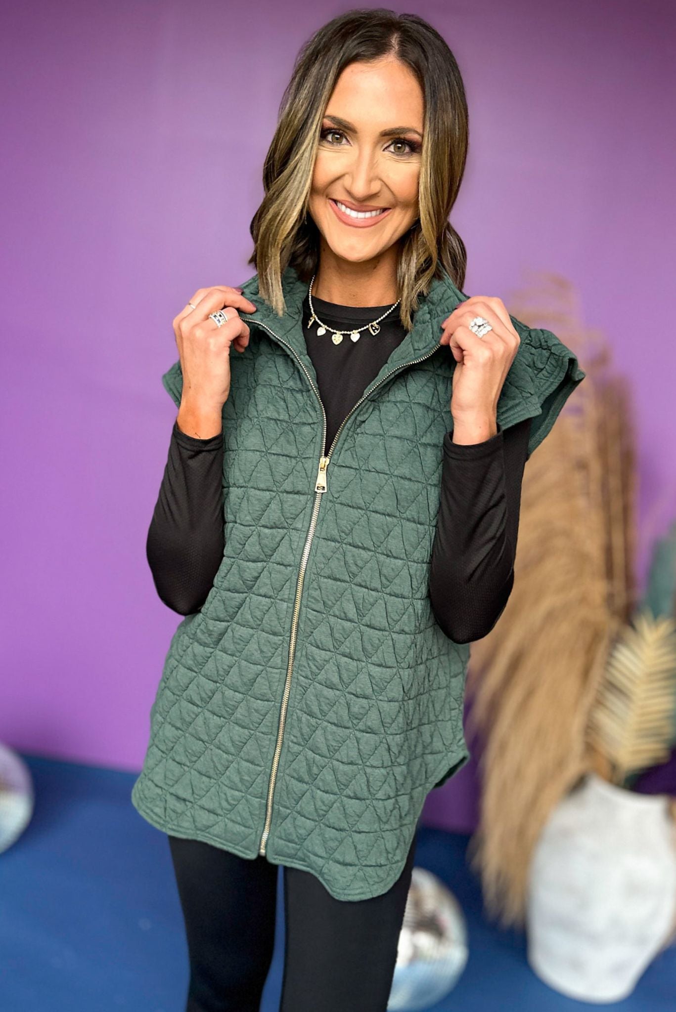 Load image into Gallery viewer, SSYS The Ruby Vest In Sage,  SSYS the label, must have vest, must have style, elevated vest, elevated look, fall style, fall fashion, mom style, shop style your senses by mallory fitzsimmons
