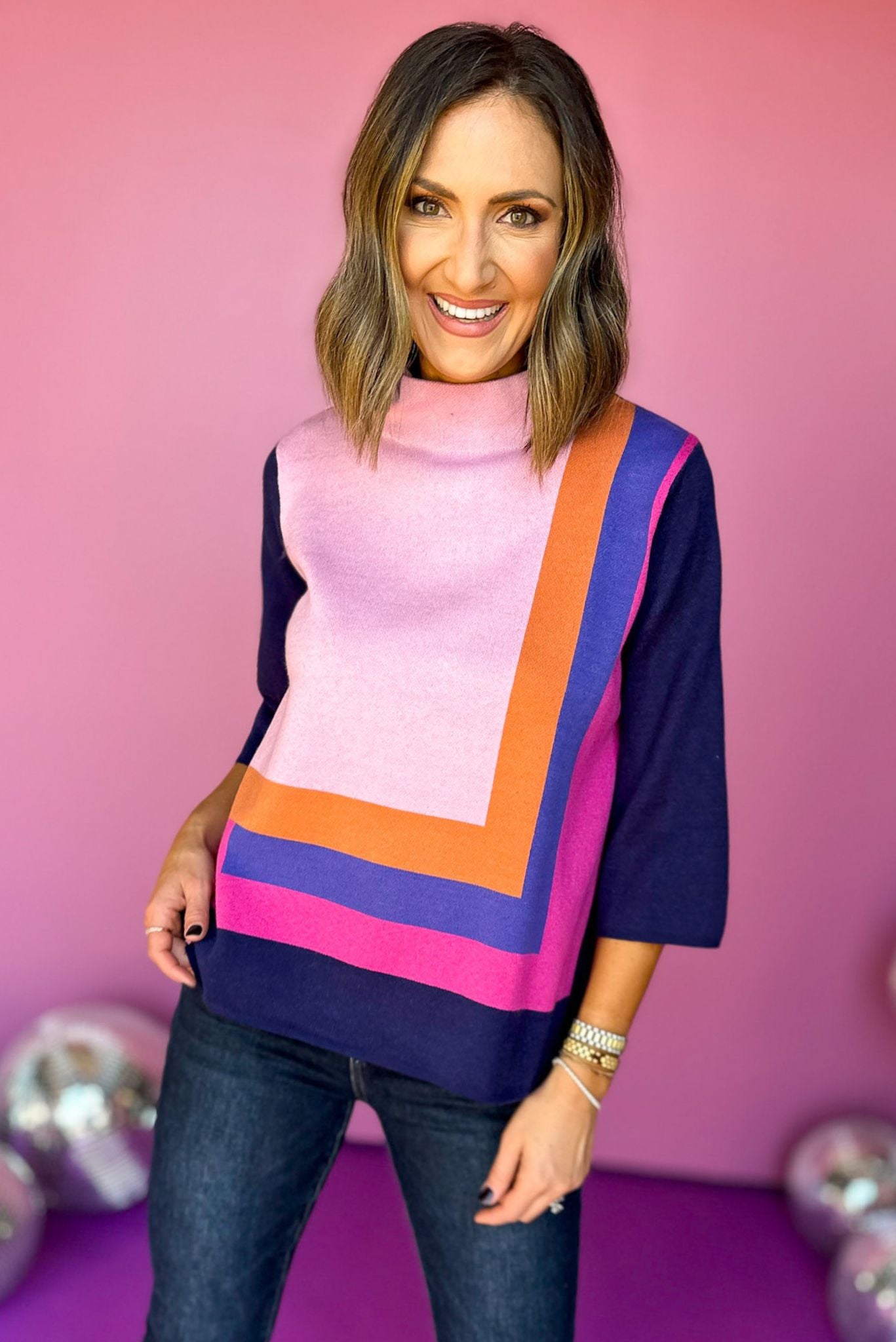 Navy Colorblock Striped Mock Neck Sweater, must have sweater, must have style, must have fall, fall collection, fall fashion, elevated style, elevated sweater, mom style, fall style, shop style your senses by mallory fitzsimmons