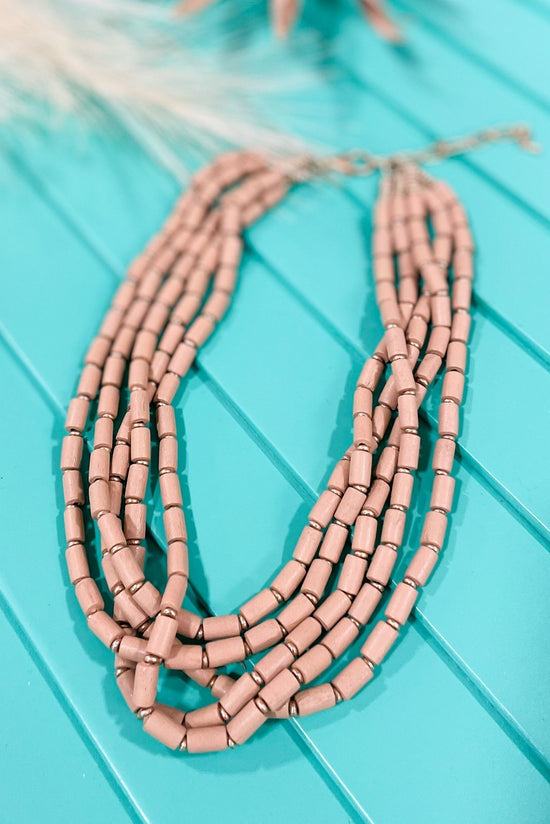 Nude Cylinder Bead Layered Necklace
