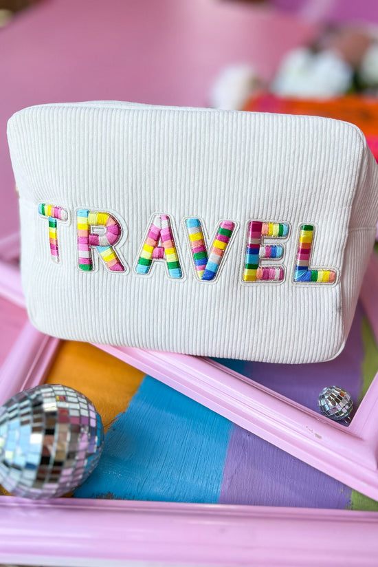 Cream Colorful Cosmetic Travel Bag *FINAL SALE*