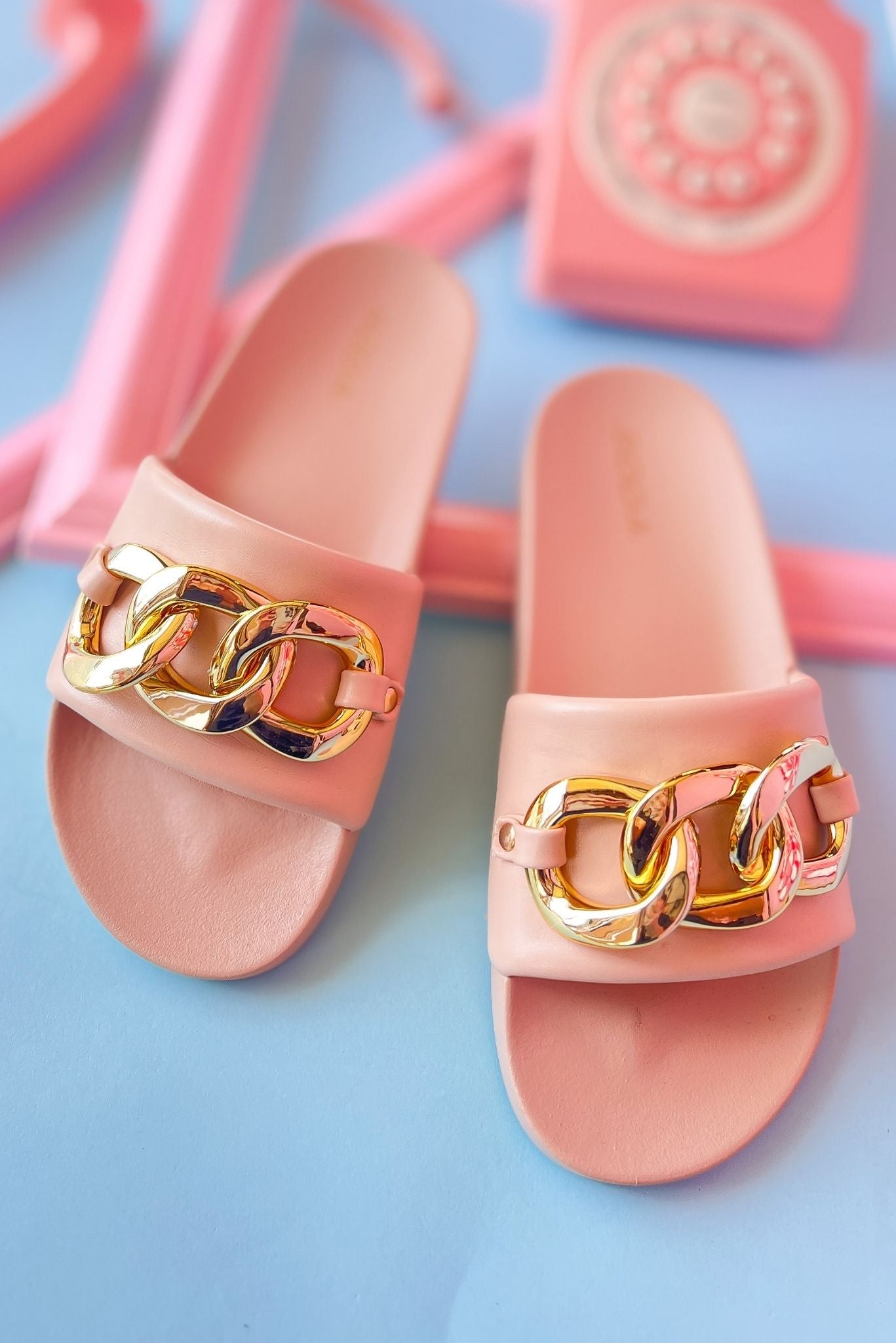Beige Gold Chain Platform Slide Sandals *FINAL SALE*
