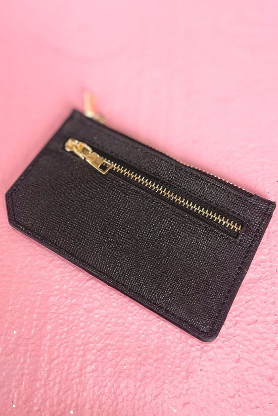 Load image into Gallery viewer, black Card Holder With Zipper, must have, crossbody, everyday wear, mom style, shop style your senses by mallory fitzsimmons

