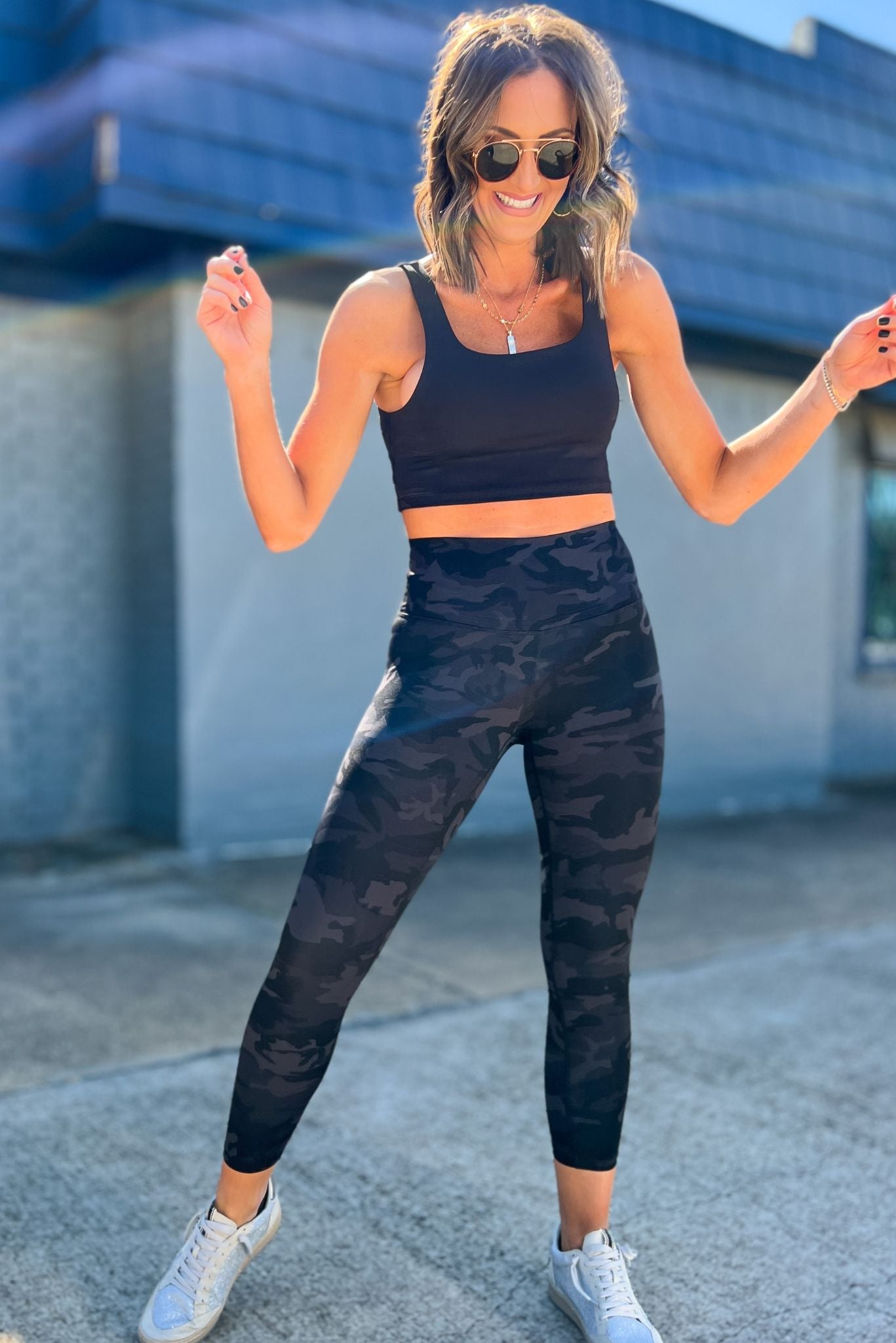 Load image into Gallery viewer, Black Camo Highwaist Seamless LeggingsSSYS The Label, athleisure, everyday wear, mom style, layered look, must have, shop style your senses by mallory fitzsimmons
