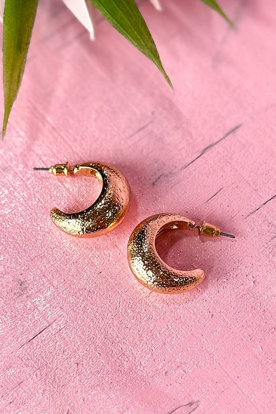 Load image into Gallery viewer, Gold Hammered Hoop Earrings, everyday wear, mini hoop, must have, luxe look, shop style your senses by mallory fitzsimmons
