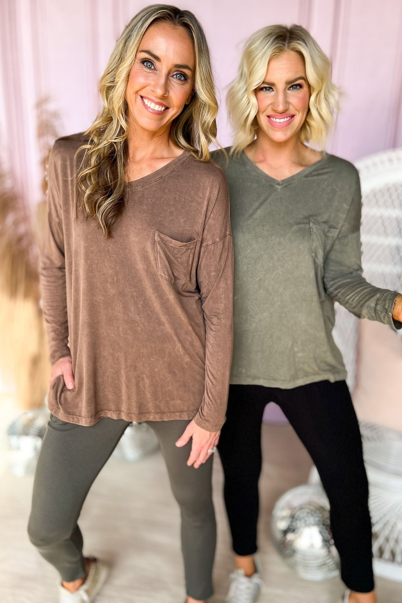 Load image into Gallery viewer, Brown Burnout V Neck Hi Low Long Sleeve Top, cozy collection, must have, set, fall fashion, everyday wear, mom style, shop style your senses by mallory fitzsimmons
