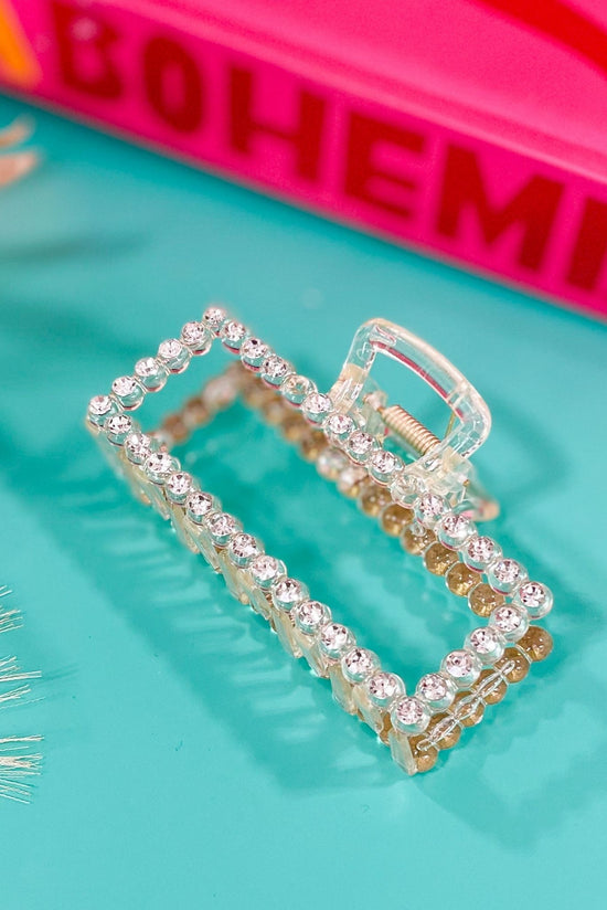 Load image into Gallery viewer, Clear Rhinestone Rectangle Hair Claw Clip
