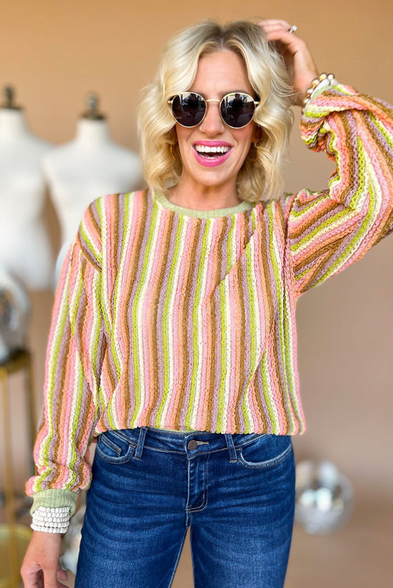 Lime Striped Solid Hem Knit Sweater, fall must have, lightweight sweater, mom style, vibrant fall, shop style your senses by mallory fitzsimmons