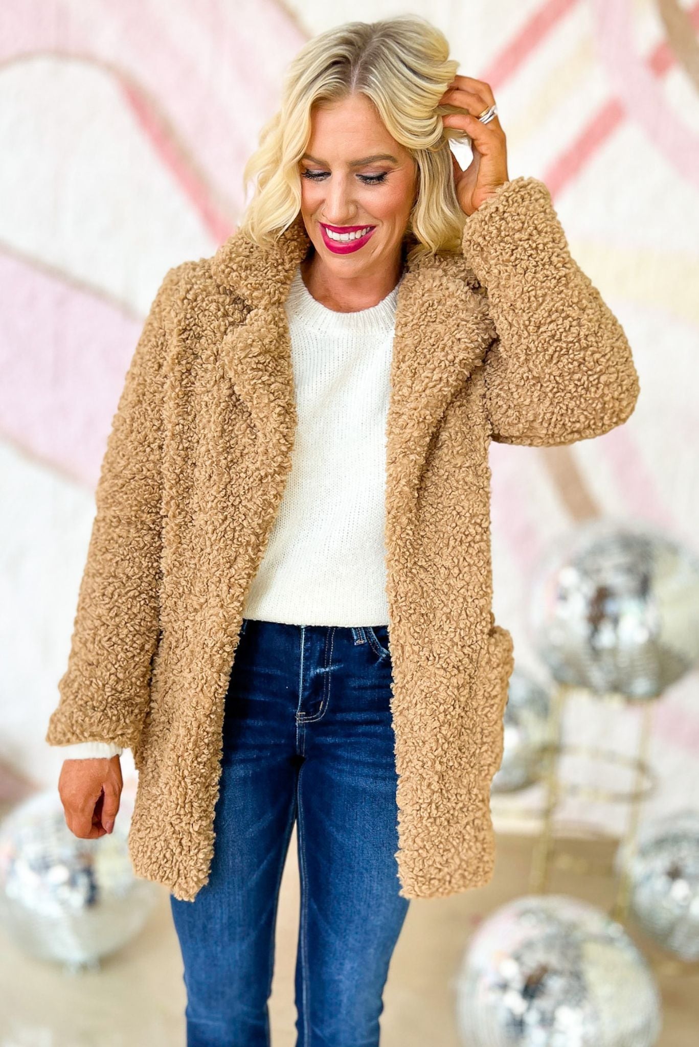 Taupe Teddy Fur Blazer Coat, fall fashion, door buster, must have, layered look, mom style, everyday wear, shop style your senses by mallory fitzsimmons