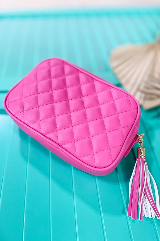 Load image into Gallery viewer, Hot Pink Quilted Gold Chain Strap Crossbody Purse *FINAL SALE*
