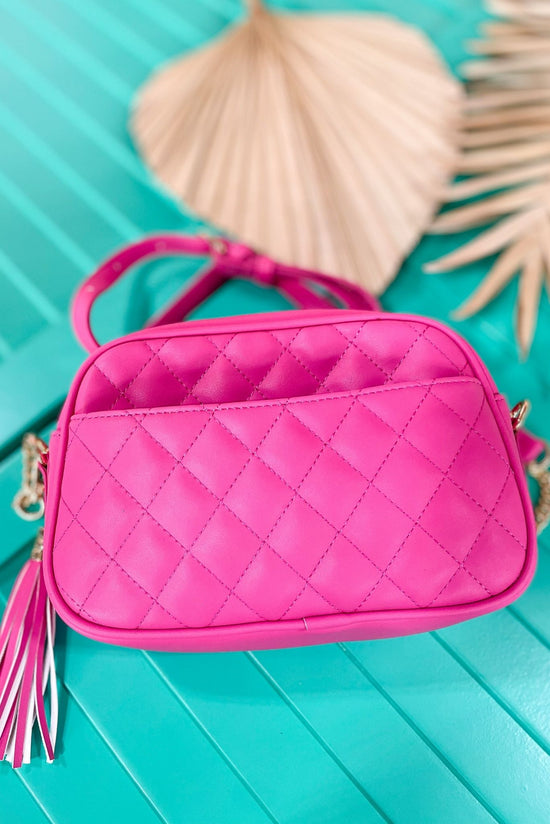 Load image into Gallery viewer, Hot Pink Quilted Gold Chain Strap Crossbody Purse *FINAL SALE*
