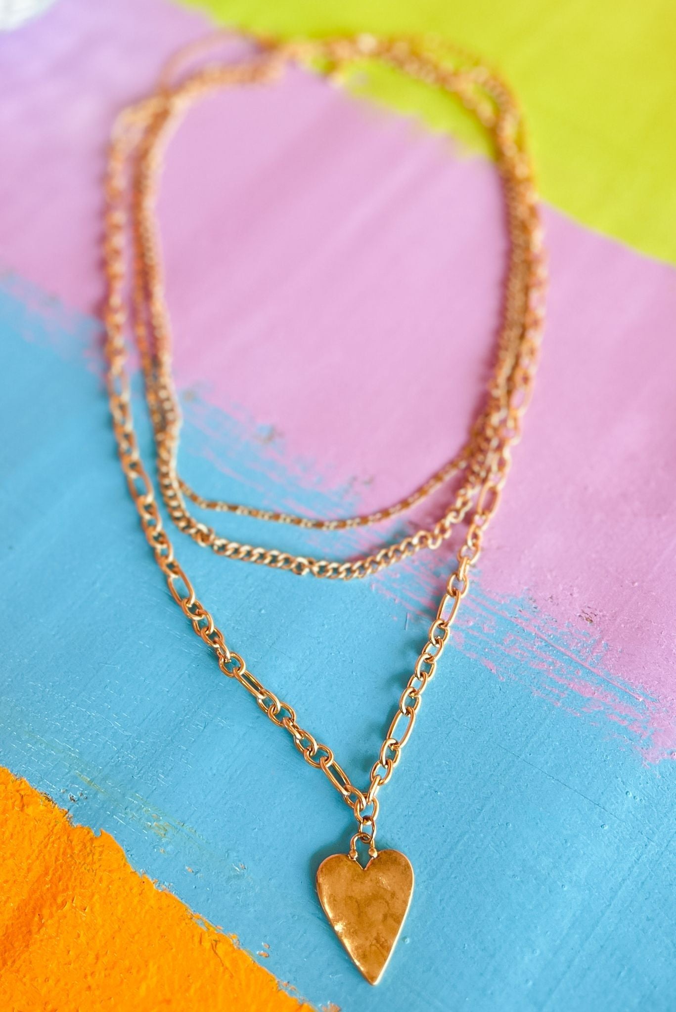 Gold Layered Hammered Heart Necklace