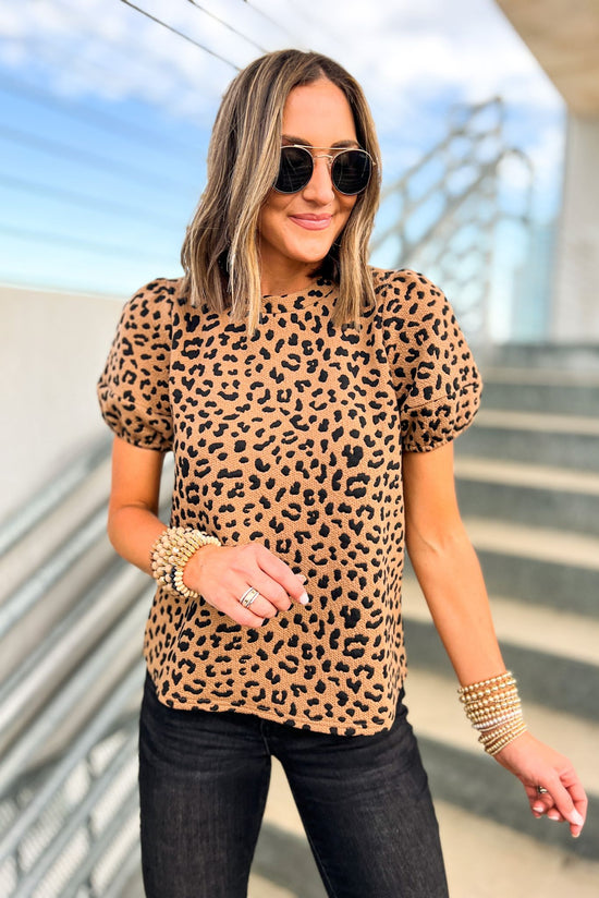 Mocha Animal Print Knit Top, fall transition piece, work to weekend, everyday wear, teacher outfit, mom style, updated animal print, shop style your senses by mallory fitzsimmons