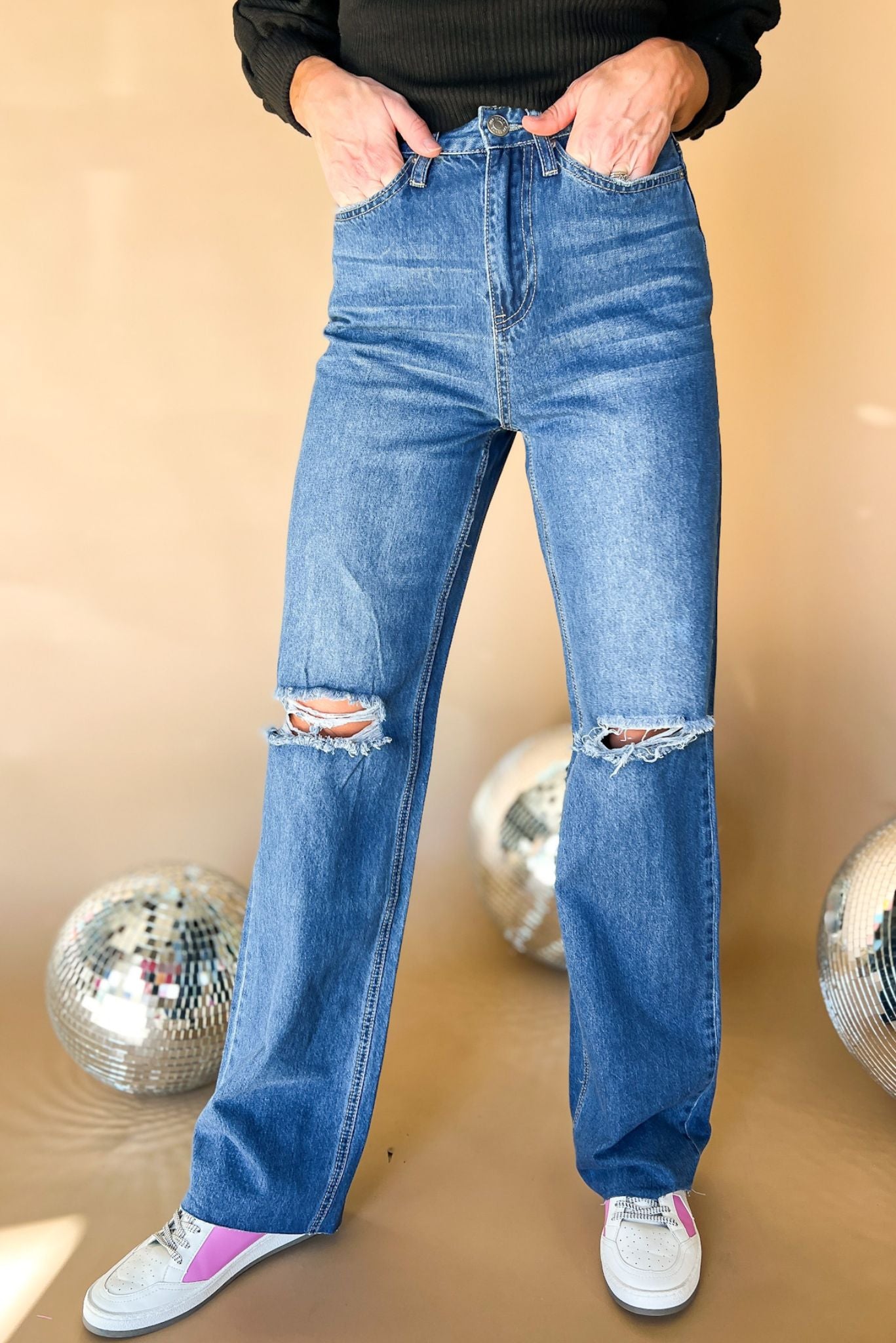 Medium Wash 90's Full Length Wide Leg Jeans *FINAL SALE*