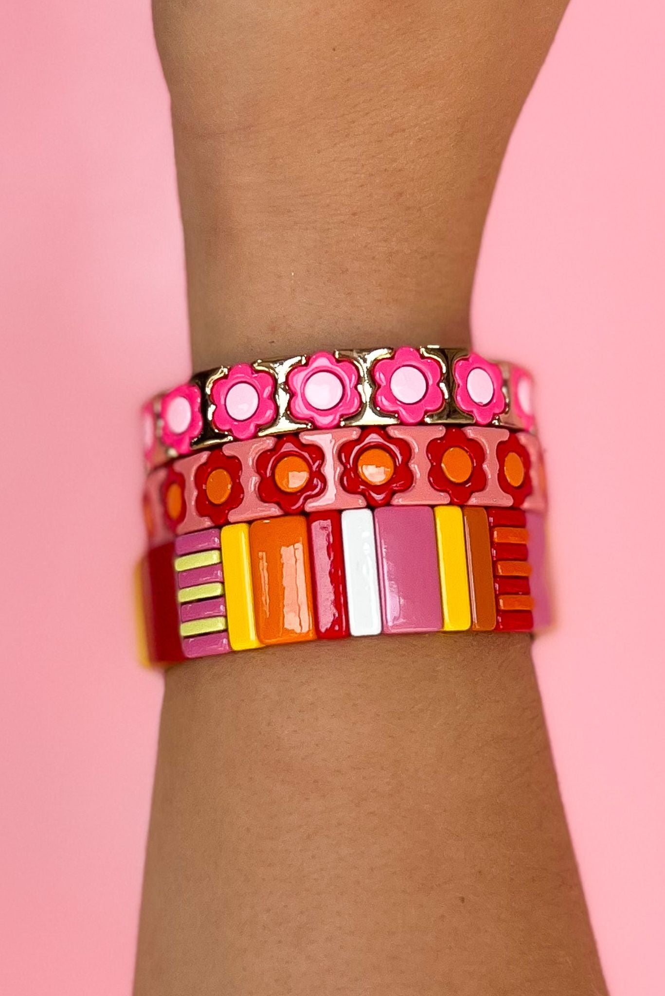 pink orange large Tile Bracelet, fall fashion, fall stack, must have, elevated look, elevated stack, mom style, shop style your senses by mallory fitzsimmons