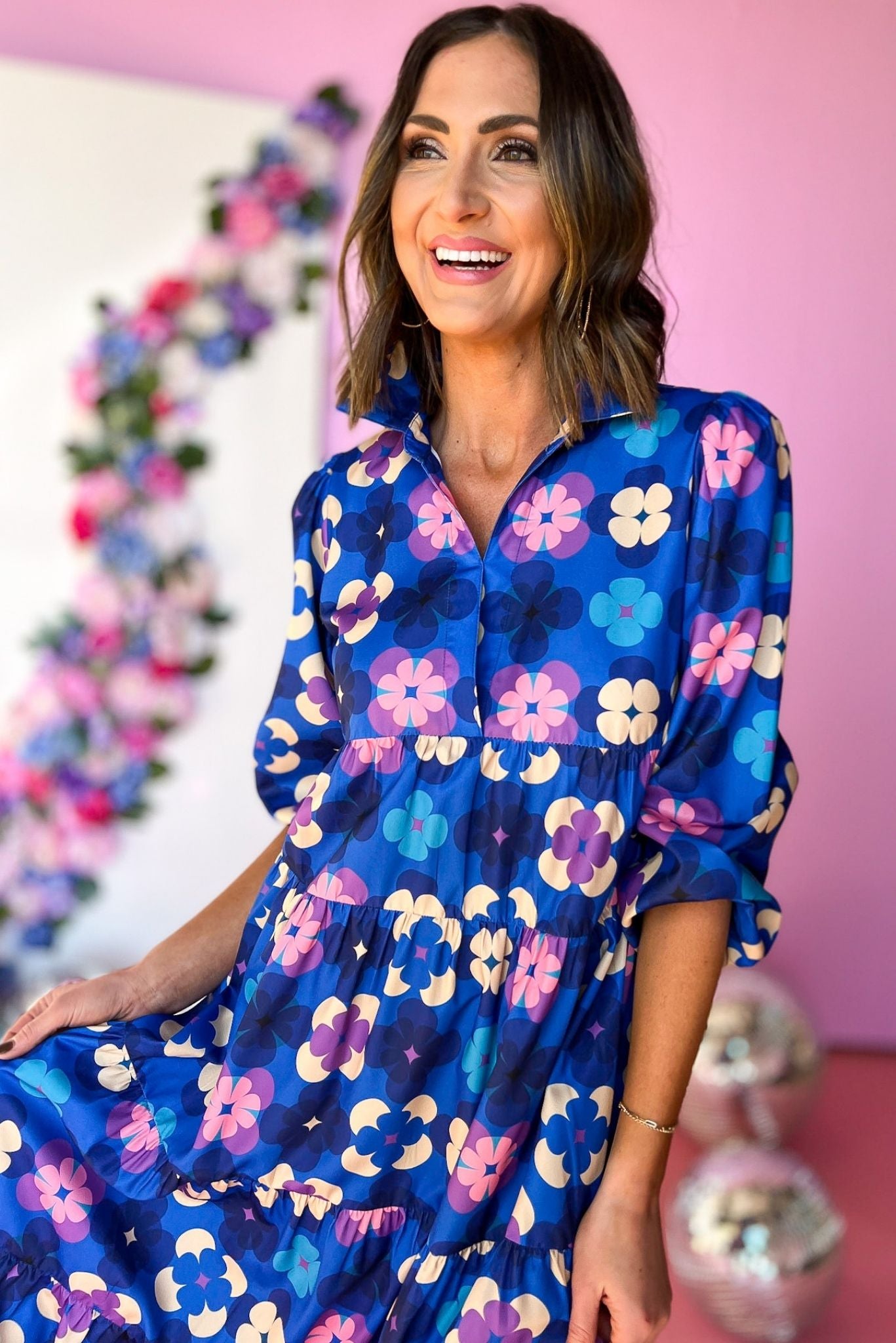 SSYS Vintage Petals Print Long Sleeve Collared Maxi Dress, pops and prints, must have, floral, midi dress, mom style, shop style your senses by mallory fitzsimmons