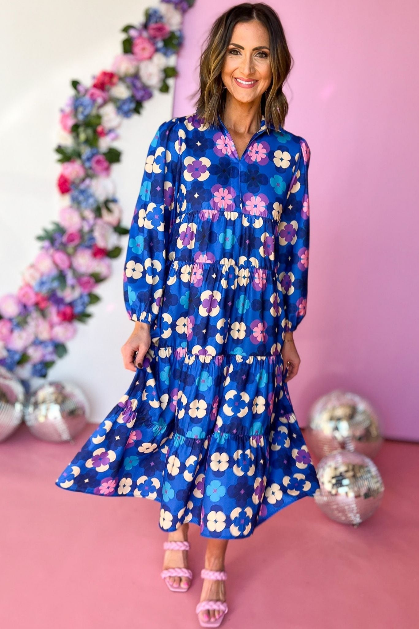 SSYS Vintage Petals Print Long Sleeve Collared Maxi Dress, pops and prints, must have, floral, midi dress, mom style, shop style your senses by mallory fitzsimmons