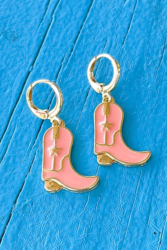 light pink Western Boot Huggie Earrings, fun accessory, fall fashion, elevated look, everyday wear, cowboy boots, shop style your senses by mallory fitzsimmons