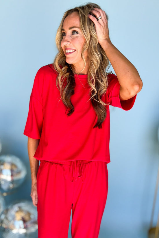 red French Terry Top And Joggers Set, fall fashion, must have, matching set, everyday wear, mom style, shop style your senses by mallory fitzsimmons