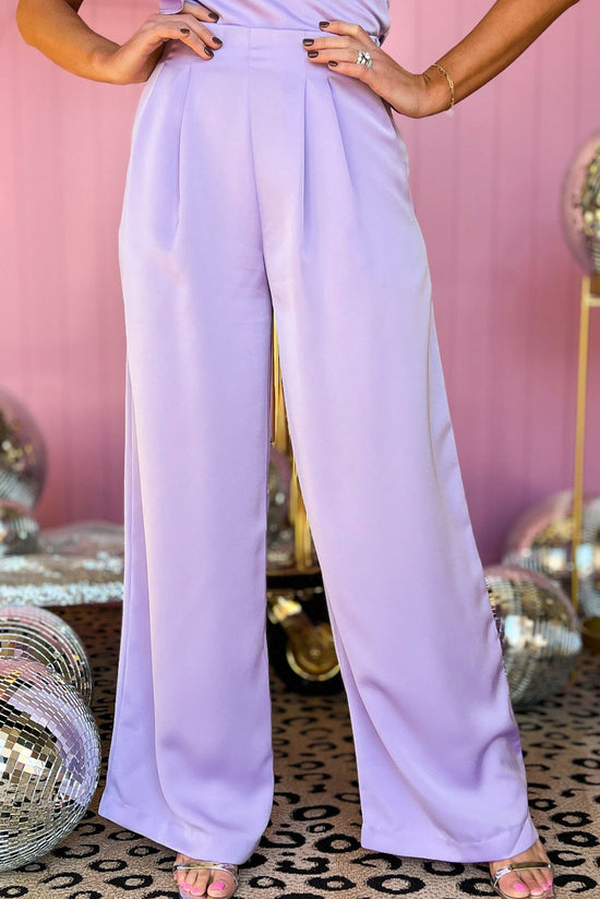 Lavender Satin High Rise Pleated Wide Leg Pants, anniversary collection, everyday wear, mom style, elevated look, must have, shop style your senses by mallory fitzsimmons
