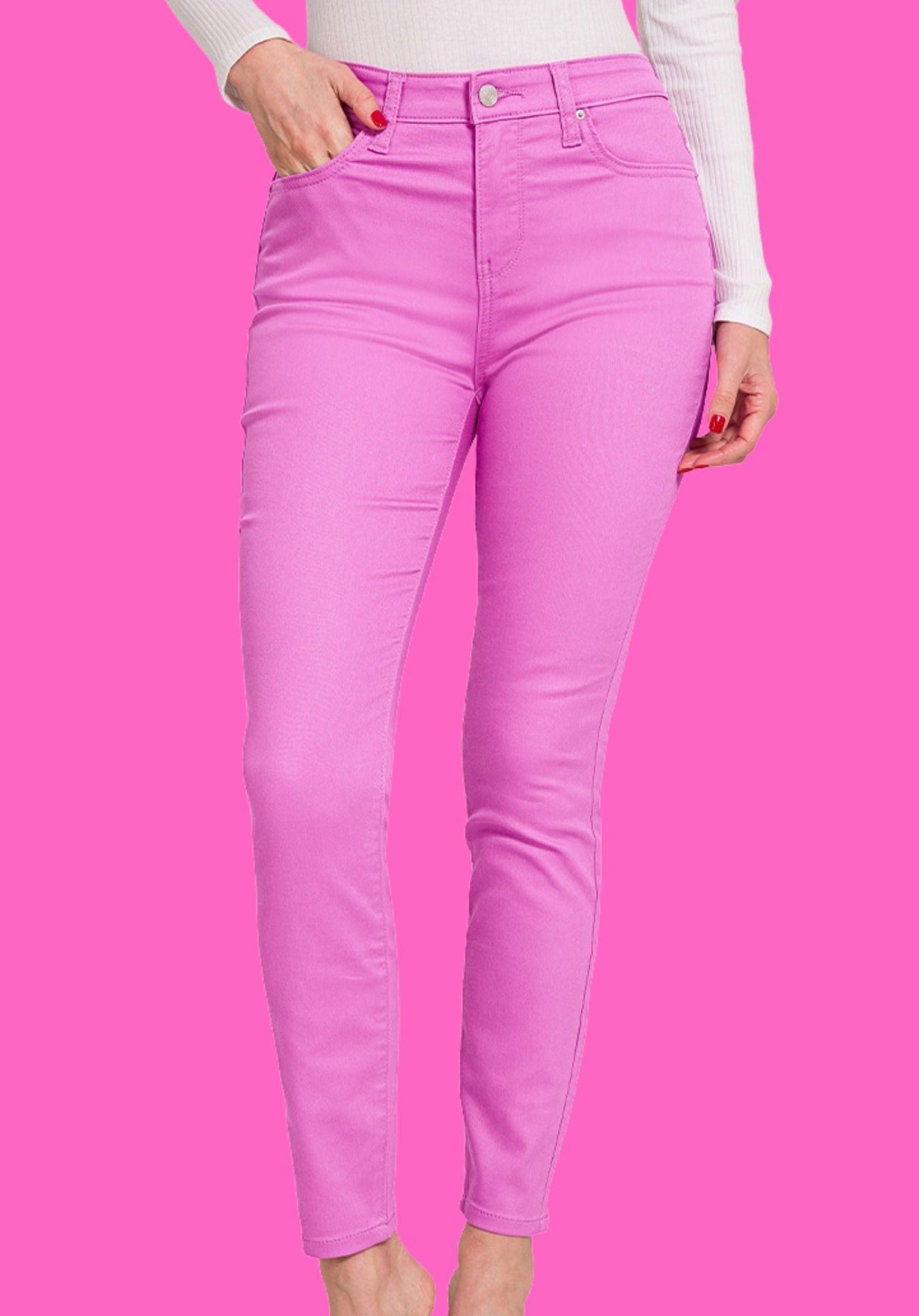 mauve High Rise Skinny Jeans *FINAL SALE*, skinny jean, high rise, mom style, office look, shop style your senses by mallory fitzsimmons