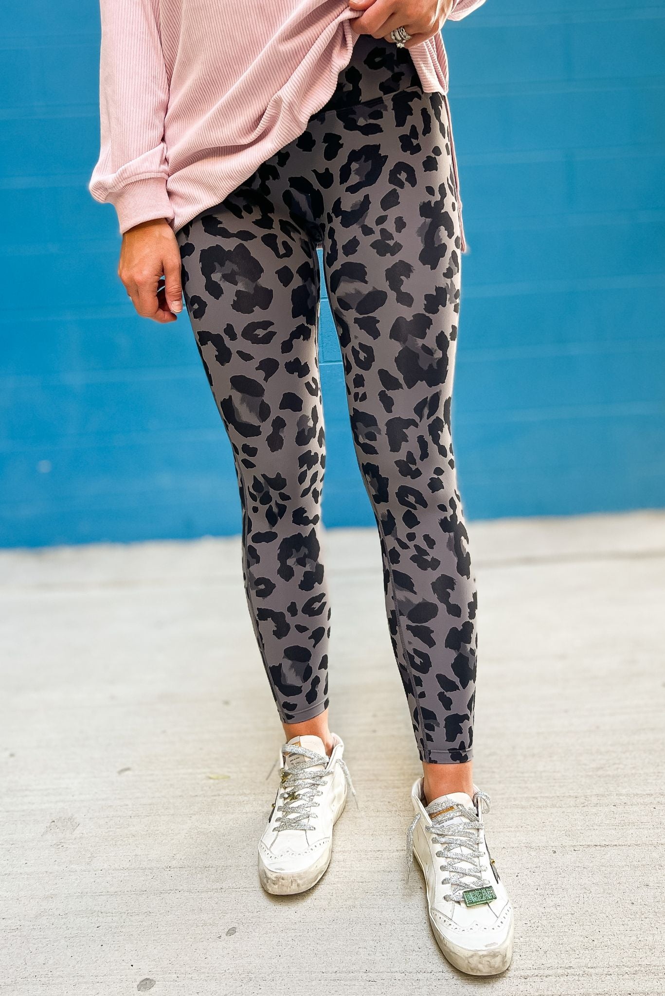 Load image into Gallery viewer, Black Animal Print Active Leggings SSYS The Label, leggings, fall fashion, must have, mom wear, every day wear, athleisure, shop style your senses by mallory fitzsimmons
