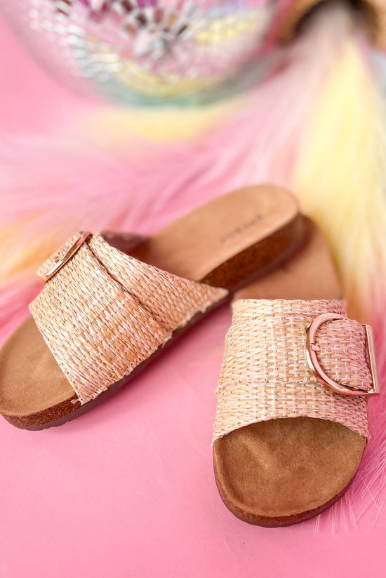 Tan Natural Woven Oversized Buckle Footbed Slides, summer sandal, must have, buckle detail, everyday sandal, shop style your senses by mallory fitzsimmons