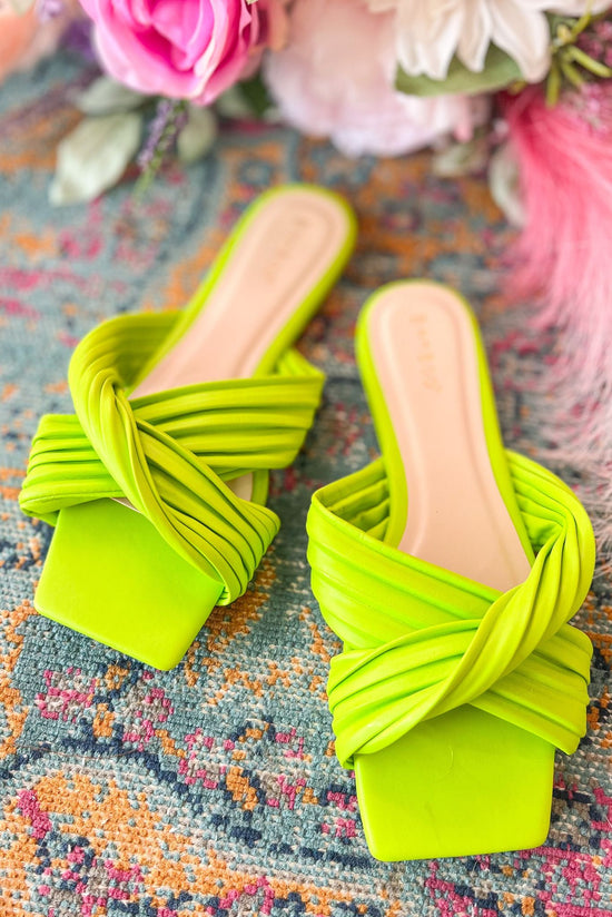 Lime Green Twisted Square Toe Sandals *FINAL SALE*