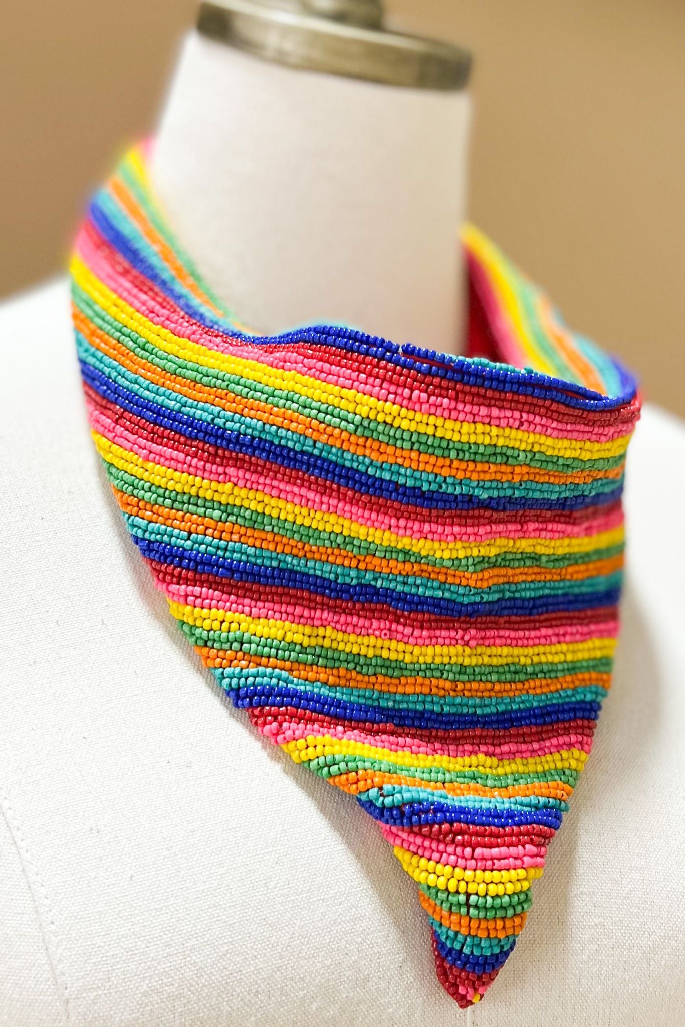 Colorful Striped Seed Bead Collar Necklace *FINAL SALE*