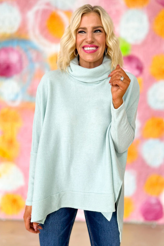mint cowl neck top, fall sweaters, comfy style, shop style your senses by mallory fitzsimmons