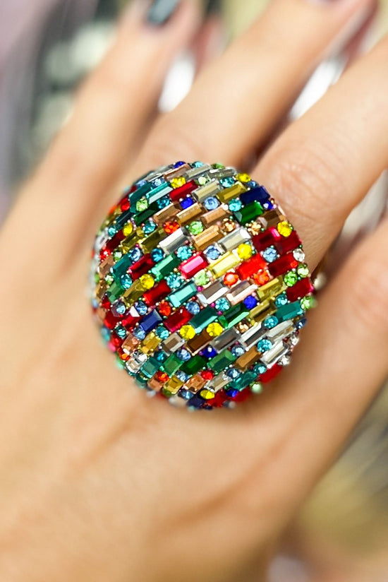 Multi Baguette Cut Rhinestone Dome Ring, fall fashion, must have, glam, elevated accessory, chic, mom style, shop style your senses by mallory fitzsimmons