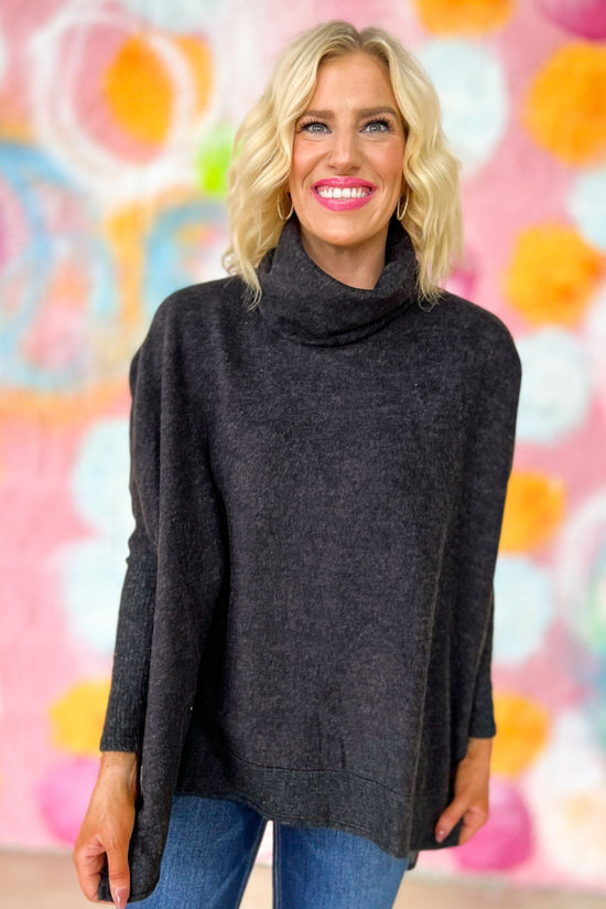Load image into Gallery viewer, Charcoal Cowl Neck Top, fall fashion, must have, everyday wear, mom style, cowl neck, shop style your senses by mallory fitzismmons
