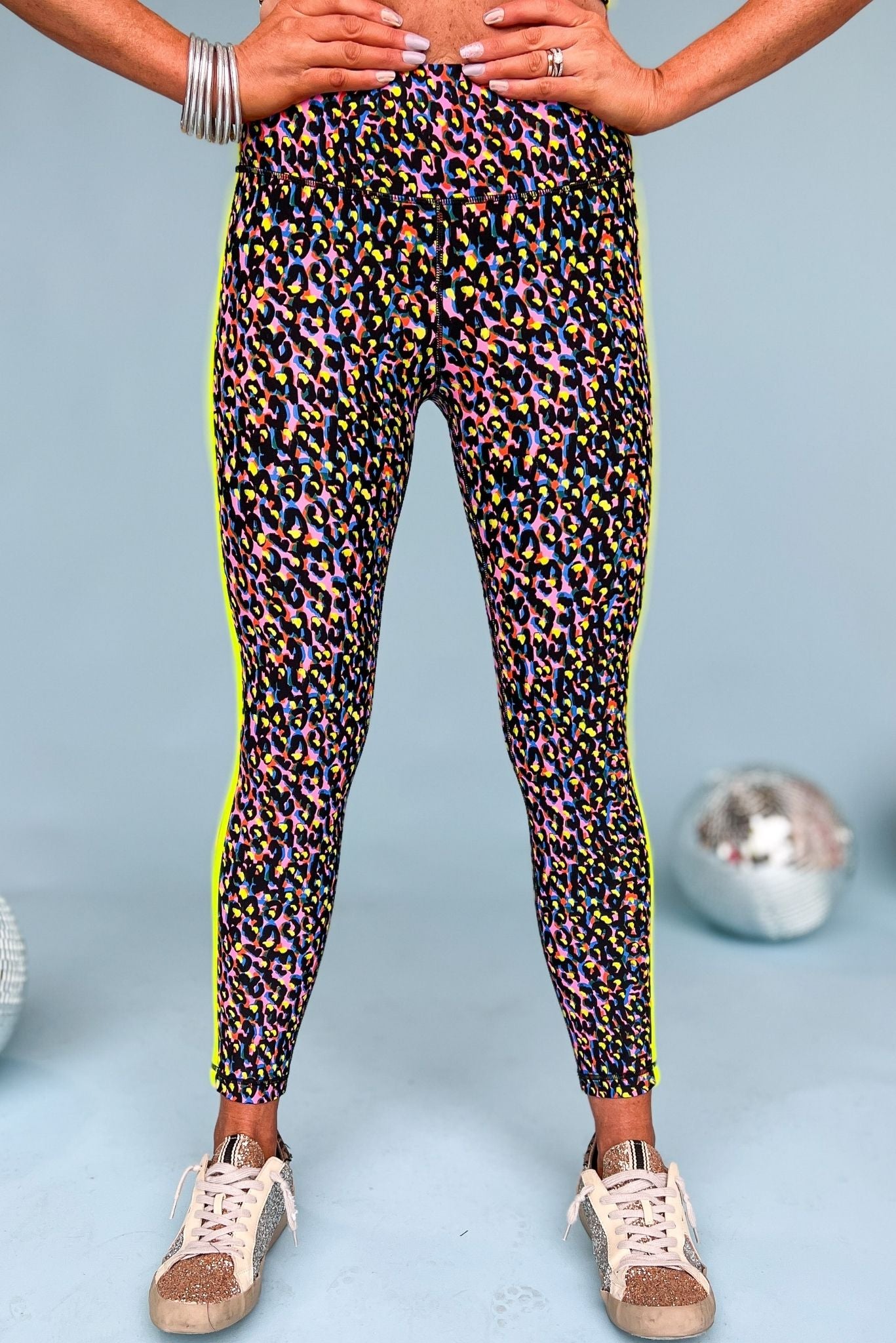 Neon Animal Print Leggings With Neon Stripes, fall fashion, must have, layered look, elevated look, mom style, shop style your senses by mallory fitzsimmons